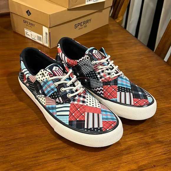 Sperry Top Sider Striper USA flag shoes sneakers new mens boat deck 4th of July