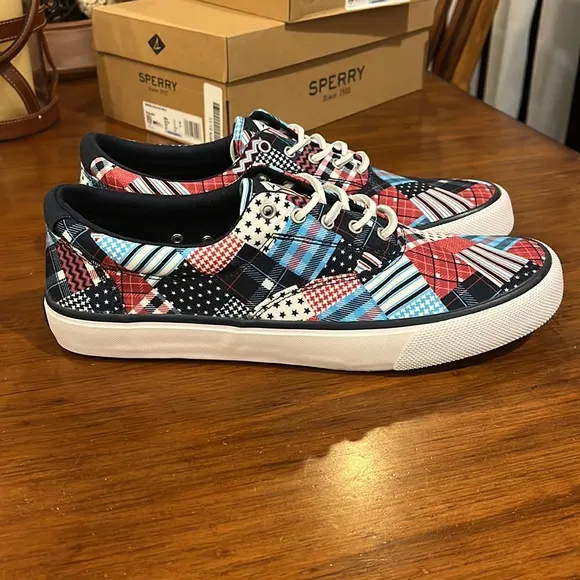 Sperry Top Sider Striper USA flag shoes sneakers new mens boat deck 4th of July