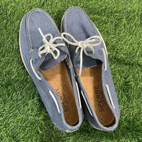 Sperry Top Sider‎ Vineyard Vines Blue Fabric Boat Shoes Size 12M 61510 NWOT