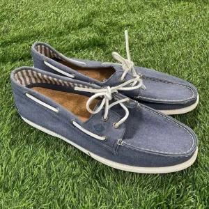 Sperry Top Sider‎ Vineyard Vines Blue Fabric Boat Shoes Size 12M 61510 NWOT