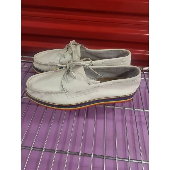 Sperry Top-Sider White Boat Shoe Rainbow Pride