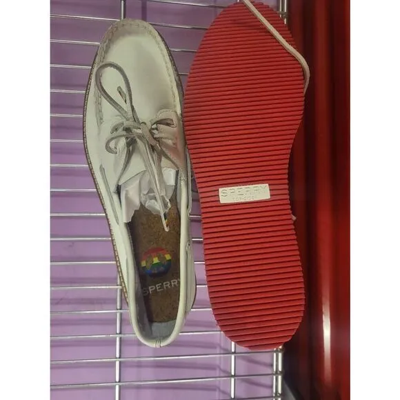 Sperry Top-Sider White Boat Shoe Rainbow Pride