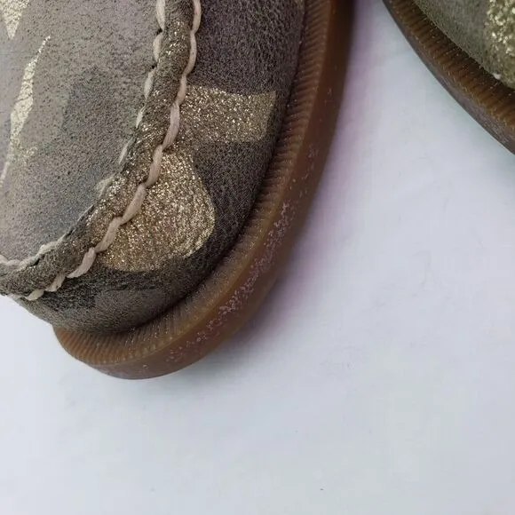 Sperry Top Sider Womens Size 10 Green Gold Camo Leather Slip On Loafer Boat Shoe