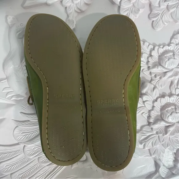 Sperry Top-Siders Green Leather Boat Shoes Casual Slip On Loafers Men’s 12M