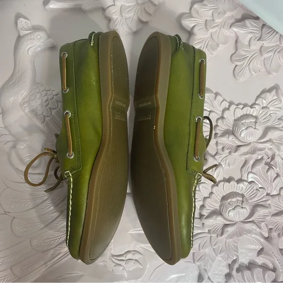 Sperry Top-Siders Green Leather Boat Shoes Casual Slip On Loafers Men’s 12M