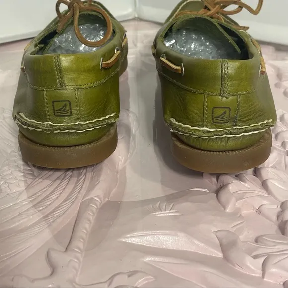 Sperry Top-Siders Green Leather Boat Shoes Casual Slip On Loafers Men’s 12M