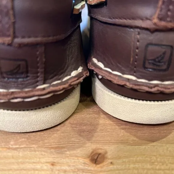 Sperry Topsider Brown Leather Smooth Boat Shoes Size 9.5