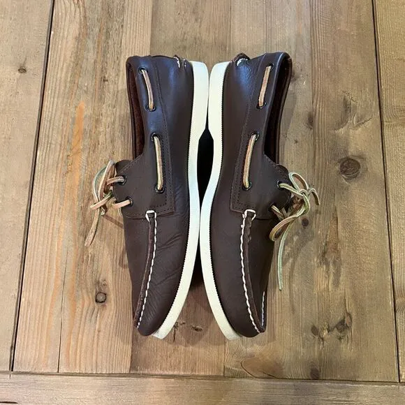 Sperry Topsider Brown Leather Smooth Boat Shoes Size 9.5