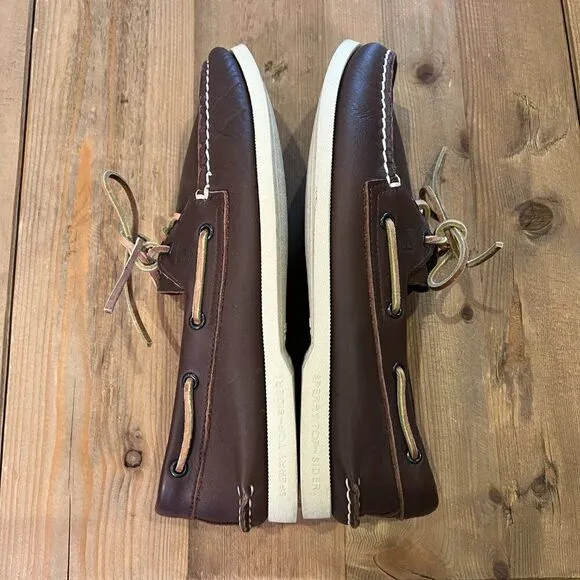 Sperry Topsider Brown Leather Smooth Boat Shoes Size 9.5