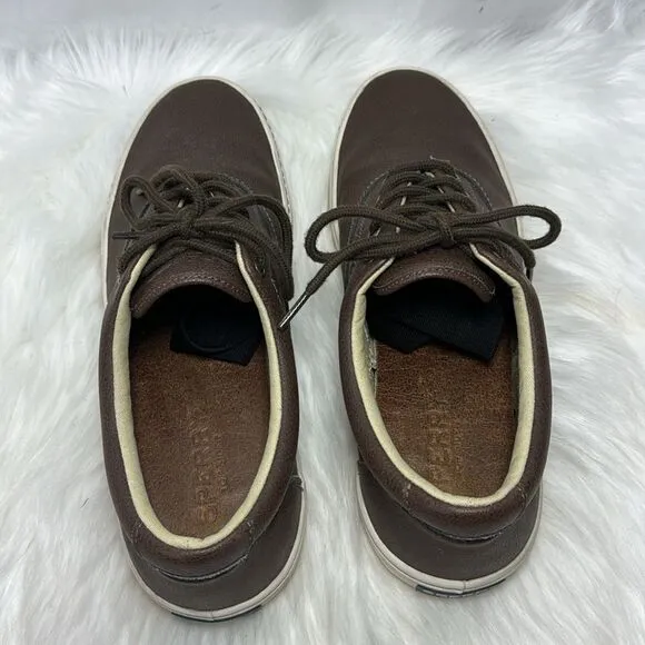 Sperry Topsider Cutter Brown Leather Lace Up Boat Shoes Sz 11