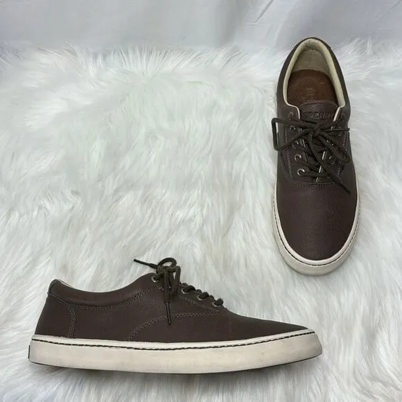 Sperry Topsider Cutter Brown Leather Lace Up Boat Shoes Sz 11