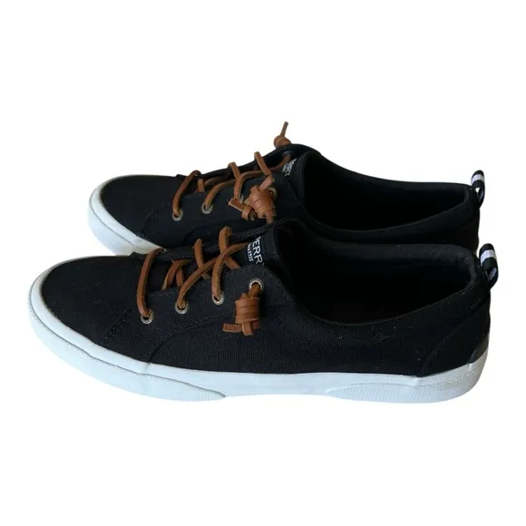 Sperry Women’s Crest Vibe Black Canvas Sneakers Size 10