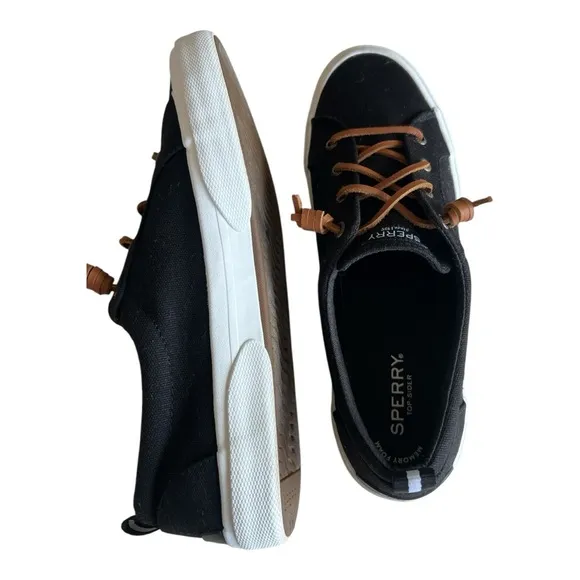 Sperry Women’s Crest Vibe Black Canvas Sneakers Size 10