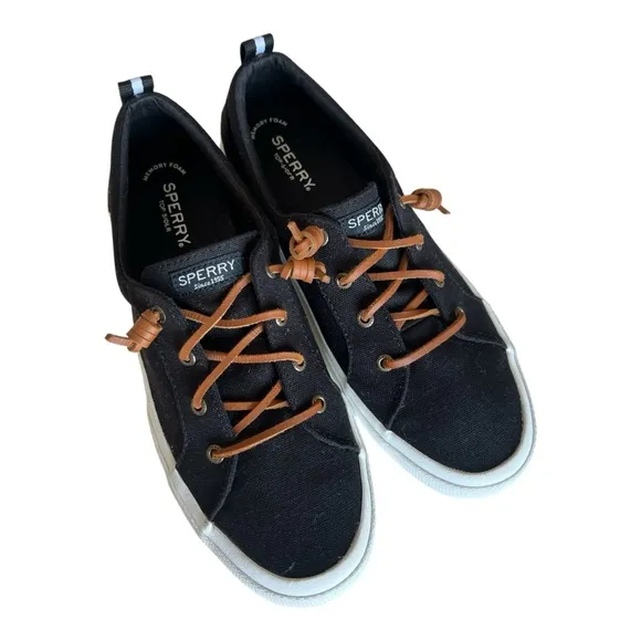 Sperry Women’s Crest Vibe Black Canvas Sneakers Size 10