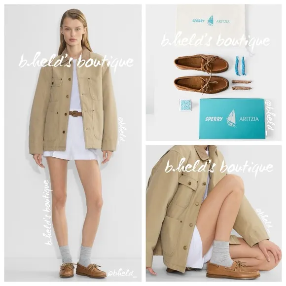 Sperry x Aritzia Authentic Original Boat Shoe Sahara Sand Size 9.5 Brand New NWT