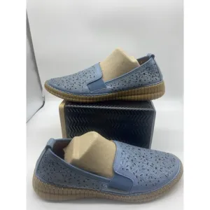 Spring Step Jookin Shoes 38 (7.5-8) Blue Leather Floral Cut Out Comfort Loafer