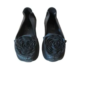 Spring Step L'Artiste Black Leather Ballet Style Shoes w Bows Sz 39 or 8 1/2