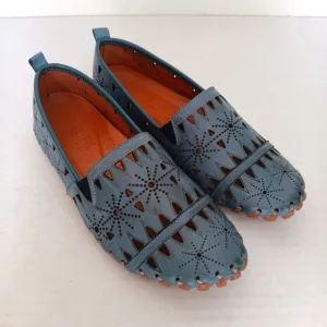 Spring Step Loafer Slip On Flats Shoes Fusaro Blue Leather Size 7.5-8 EU 38