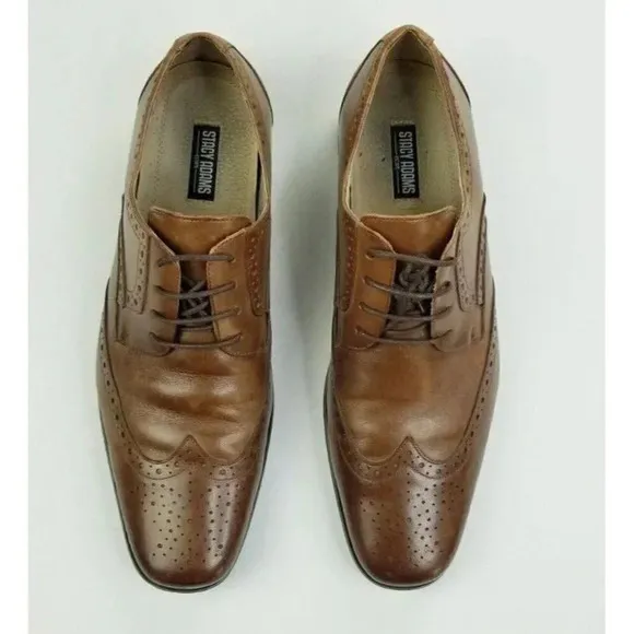 Stacy Adams 11M Men's Cappuccino Brown Leather Wing Tip Lace Up Oxfords Shoes