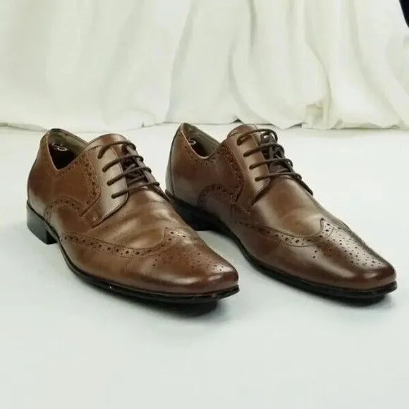 Stacy Adams 11M Men's Cappuccino Brown Leather Wing Tip Lace Up Oxfords Shoes