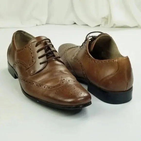 Stacy Adams 11M Men's Cappuccino Brown Leather Wing Tip Lace Up Oxfords Shoes