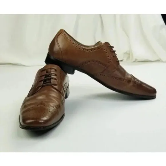 Stacy Adams 11M Men's Cappuccino Brown Leather Wing Tip Lace Up Oxfords Shoes