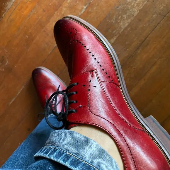 STACY ADAMS RED LEATHER &amp; socks