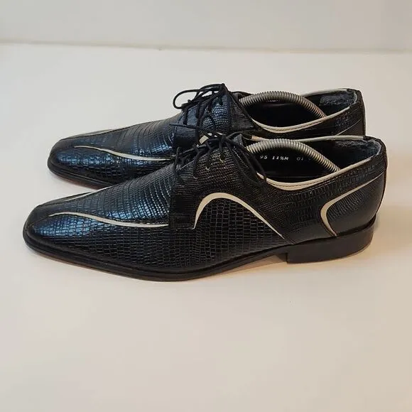 Stacy Adams Genuine Leather Olive Lizard Print Shoes 24229 95 Mens Size 11 1/2M