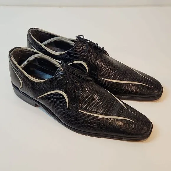 Stacy Adams Genuine Leather Olive Lizard Print Shoes 24229 95 Mens Size 11 1/2M