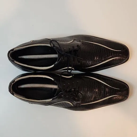 Stacy Adams Genuine Leather Olive Lizard Print Shoes 24229 95 Mens Size 11 1/2M