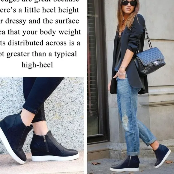 STEVE MADDEN Black Suede Hi top Wedge Booties Sneakers Tennis Shoes Sz 8.5