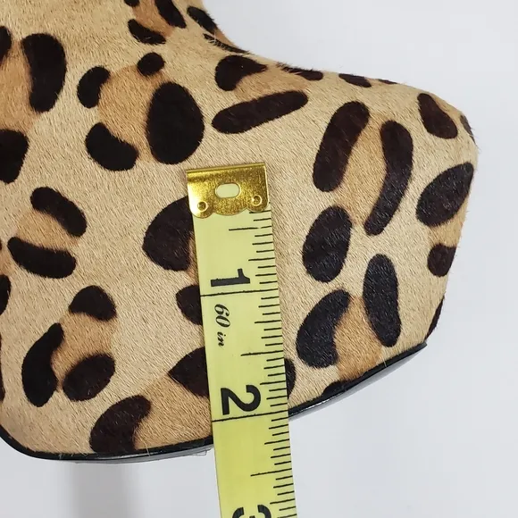 Steve Madden Calf Hair Cheetah Print Platform Stiletto Booties VIPER