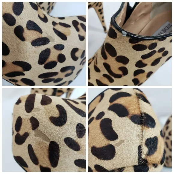 Steve Madden Calf Hair Cheetah Print Platform Stiletto Booties VIPER