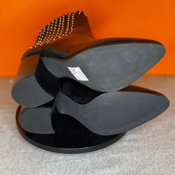 Steve Madden Jaclyn Stud  Heel Bootie Black Leather Size 8 EU 38.5 WITH BOX