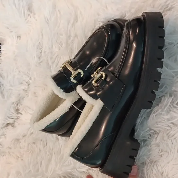 STEVE MADDEN Lando F Loafer Shoes with Shearling Lining Women’s Size 8.5 NEW