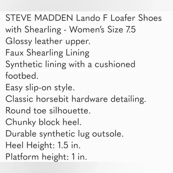 STEVE MADDEN Lando F Loafer Shoes with Shearling Lining Women’s Size 8.5 NEW