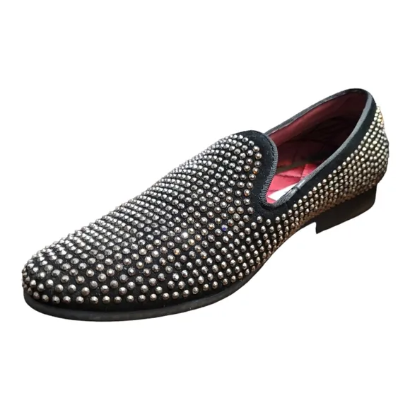 Steve Madden Men's Caviar Slip on Studded Dresss Loafers Men's Prom Shoes 8.5