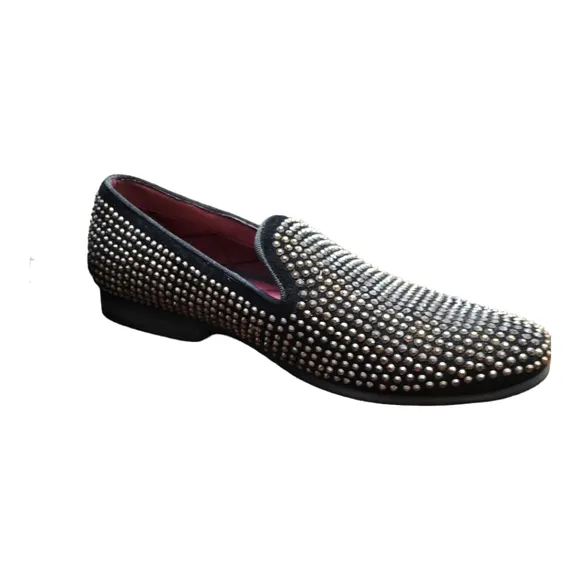 Steve Madden Men's Caviar Slip on Studded Dresss Loafers Men's Prom Shoes 8.5