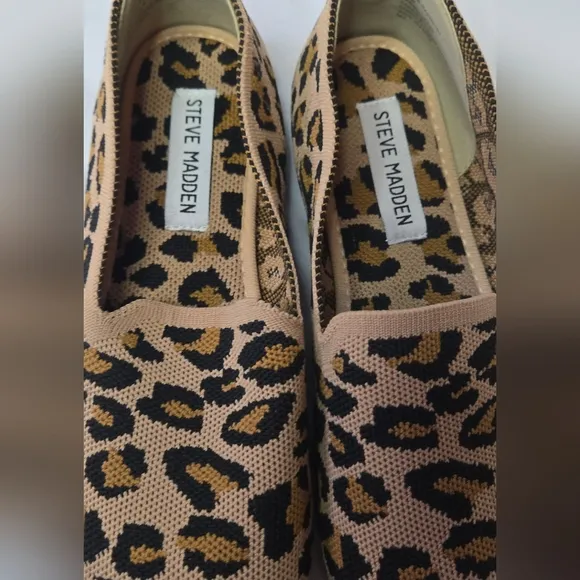Steve Madden Raine Soft Fabric Animal Leopard Print Slip On Flats Shoes Size 6.5