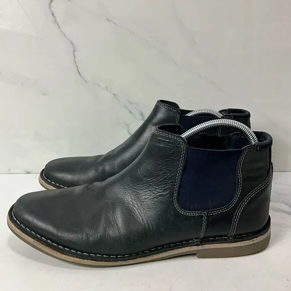 STEVE MADDEN Navy Blue Leather Ankle Boot