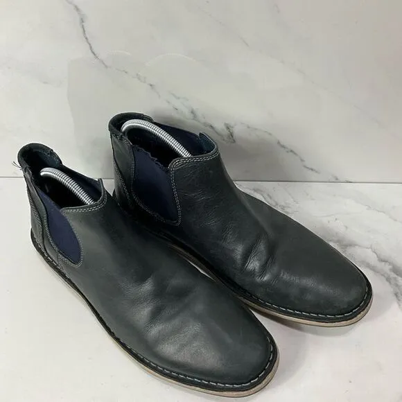 STEVE MADDEN Navy Blue Leather Ankle Boot