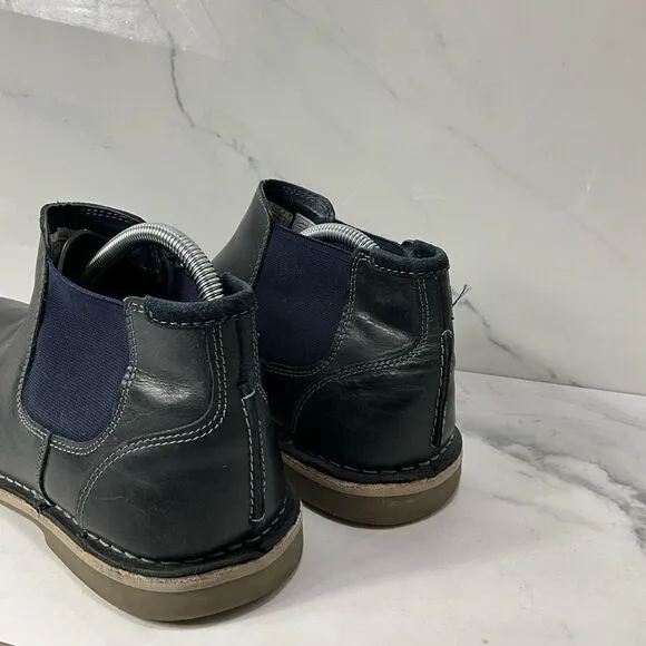 STEVE MADDEN Navy Blue Leather Ankle Boot