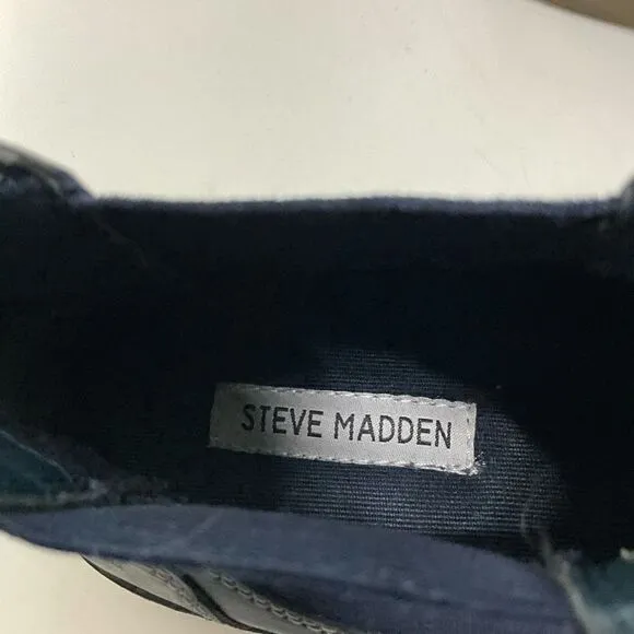 STEVE MADDEN Navy Blue Leather Ankle Boot