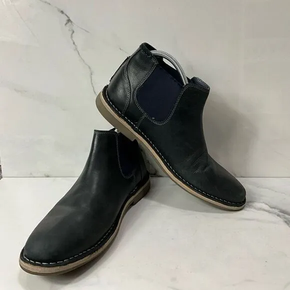 STEVE MADDEN Navy Blue Leather Ankle Boot