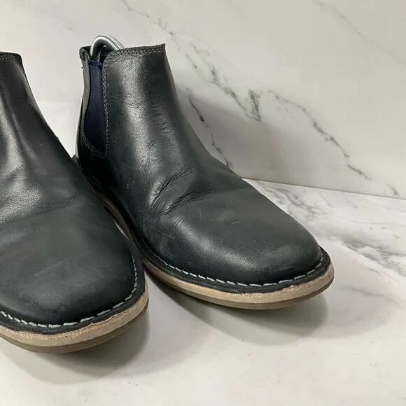 STEVE MADDEN Navy Blue Leather Ankle Boot