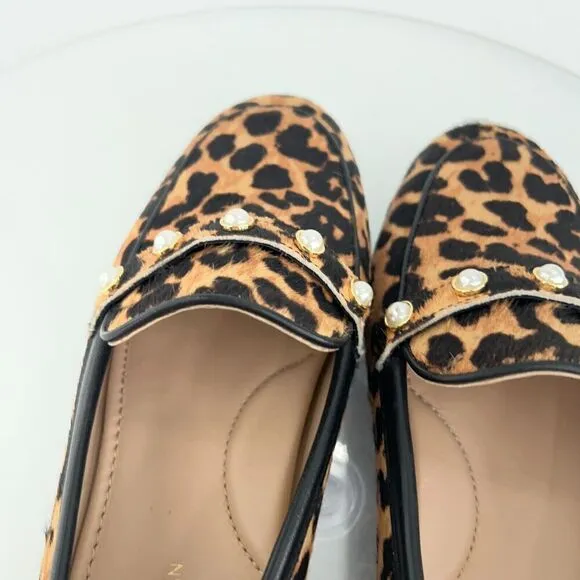 Stuart Weitzman Allpearls Faux Pearl Calf Hair Loafer Driving Shoes Women's 7.5