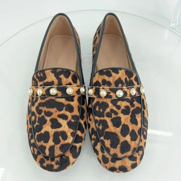 Stuart Weitzman Allpearls Faux Pearl Calf Hair Loafer Driving Shoes Women's 7.5