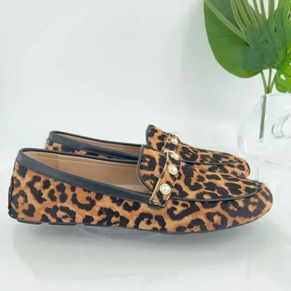 Stuart Weitzman Allpearls Faux Pearl Calf Hair Loafer Driving Shoes Women's 7.5