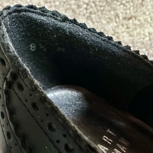 Stuart Weitzman Black Leather Heels Mary Jane Brogue - Size: 8.5