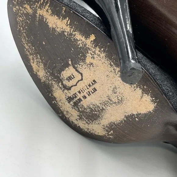 Stuart Weitzman ‘Bouffant' Gray Flannel Satin Bow High Heeled Bootie Sz 7 est